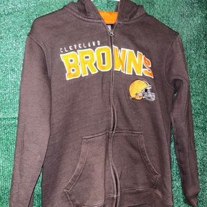 Cleveland Browns Helmet logo Brown Hoodie YOUTH L NFL Joe Flacco Super Bowl Ohio